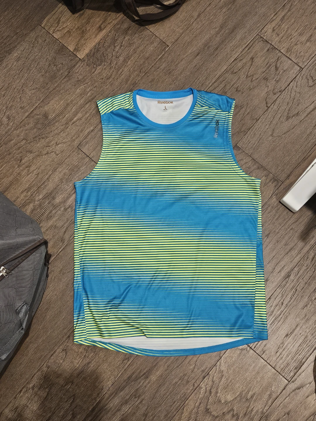 Reebok Men's Tank Top - Blue/Lime Green - Size L