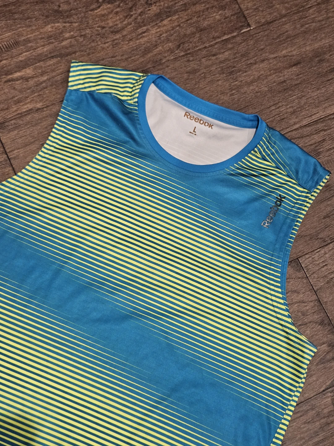 Reebok Men's Tank Top - Blue/Lime Green - Size L - photo 5