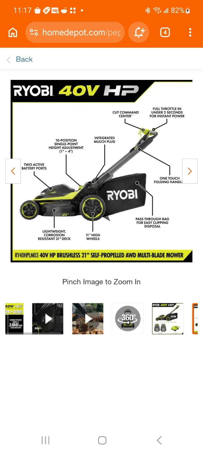 Ryobi 40v Brushless Cordless Mower include Batteries & Charger - photo 4