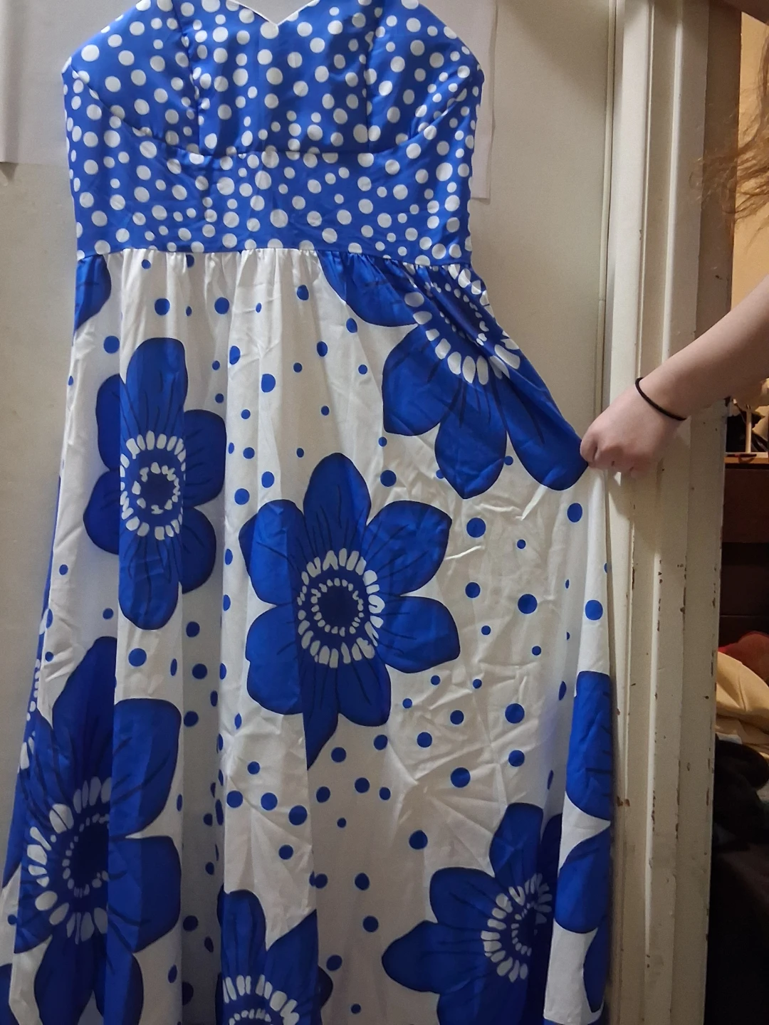 Blue floral and polka dot maxi dress - photo 3