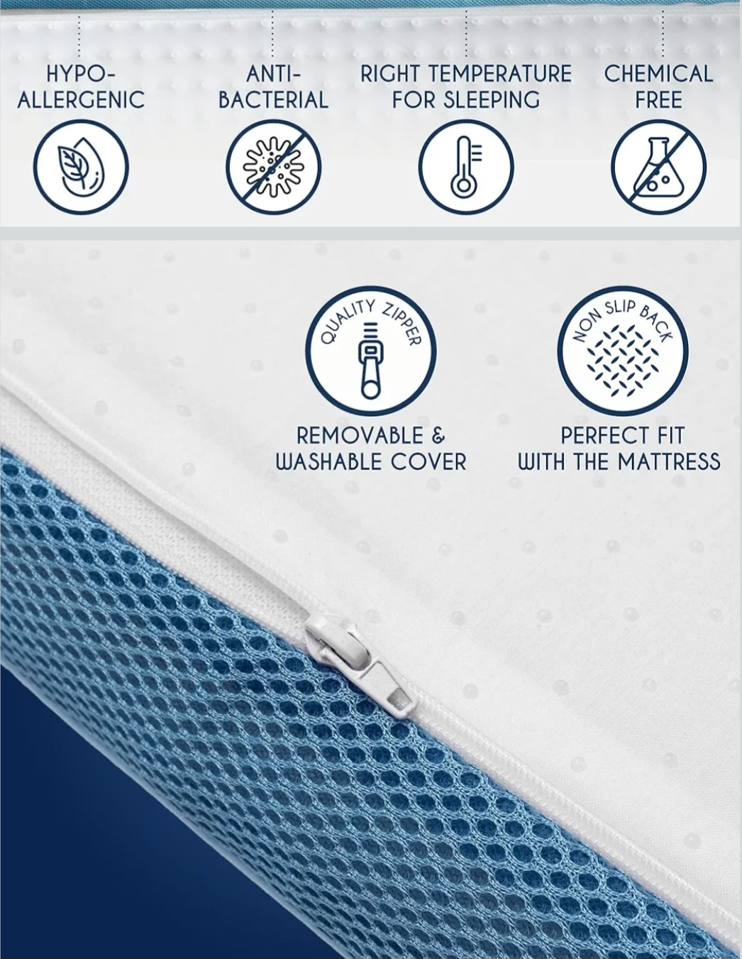 Cooling Memory Foam Mattress Topper & Removable Cover - photo 4