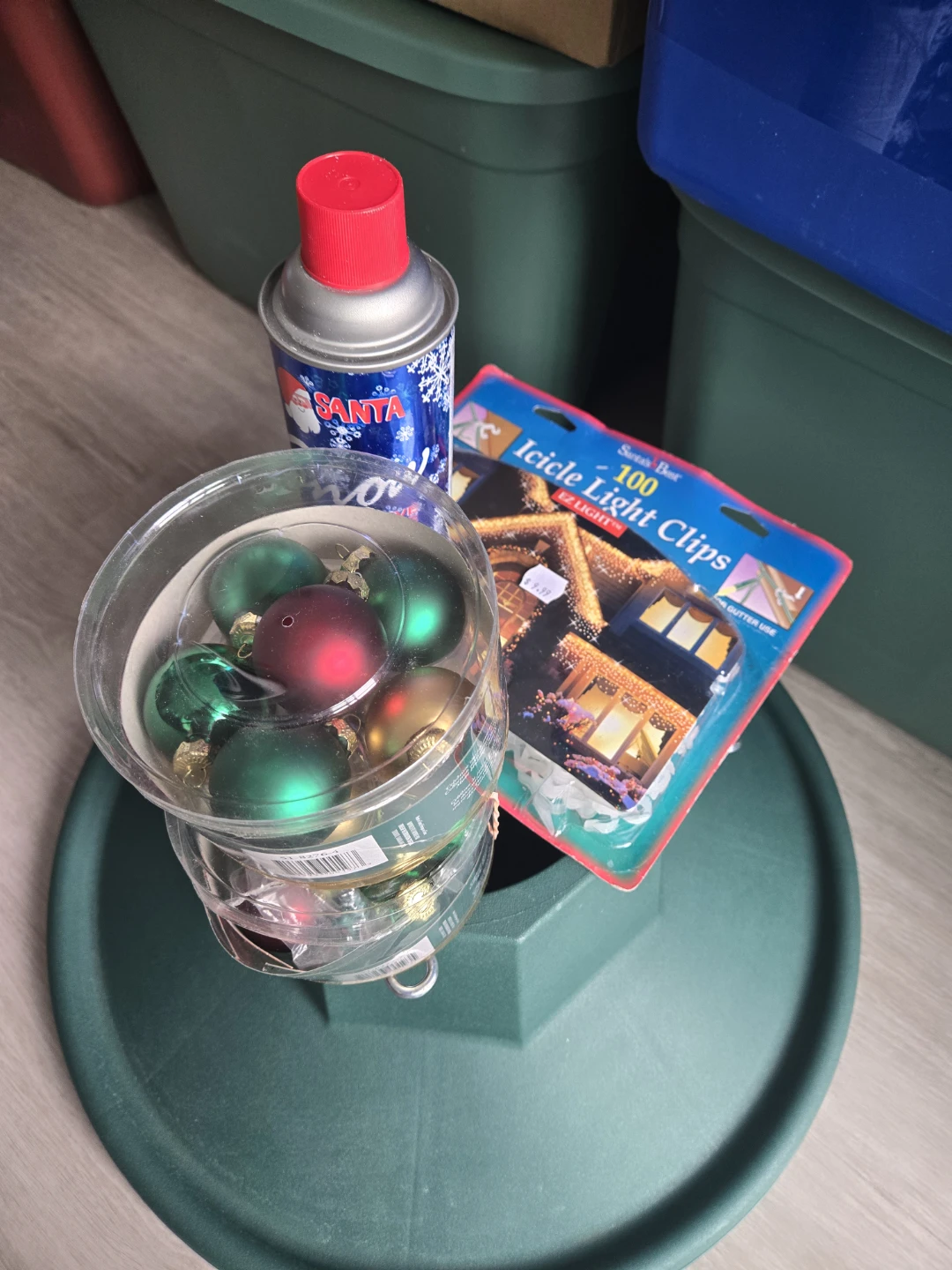 Christmas Tree Stand with Ornaments, Icicle Light Clips,. - photo 2