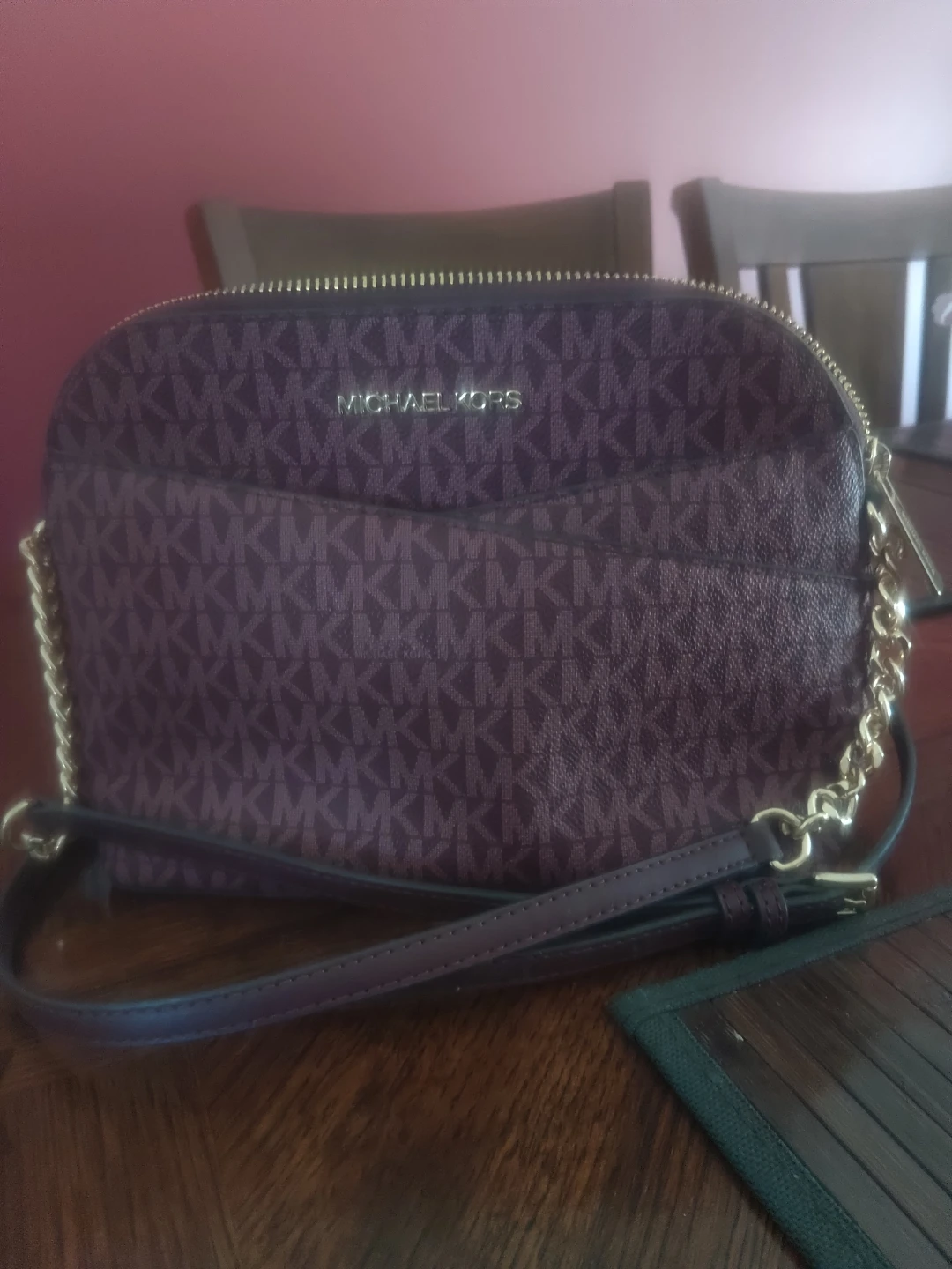 Michael Kors Burgundy Monogram Dome Crossbody Bag - photo 2