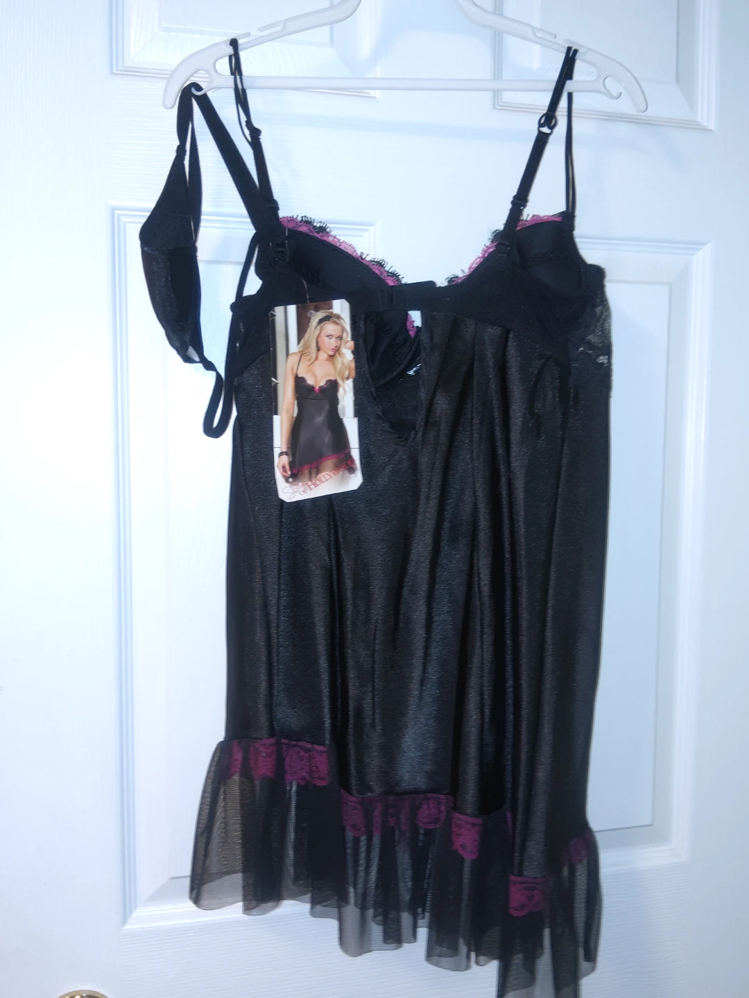 Black Lace Trim Babydoll Lingerie BRAND NEW - photo 2