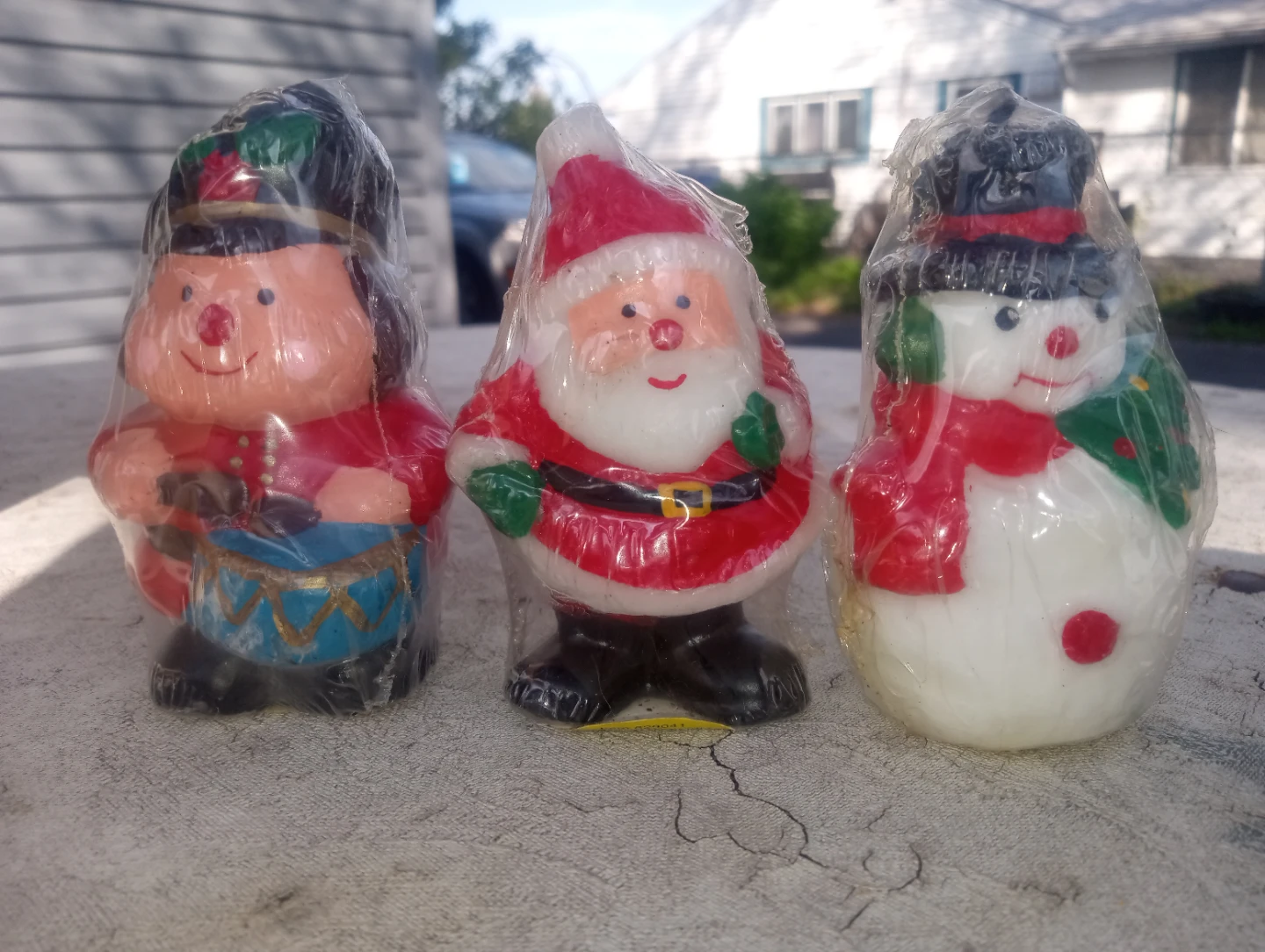 Vintage Christmas Candles - Santa, Snowman, & Nutcracker Set