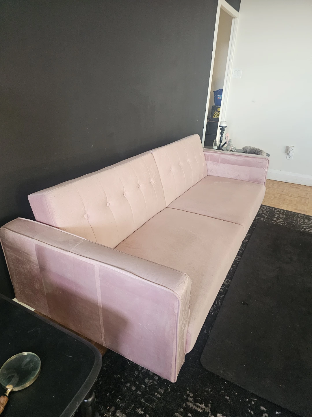 Pink Velvet Futon Sofa - photo 2