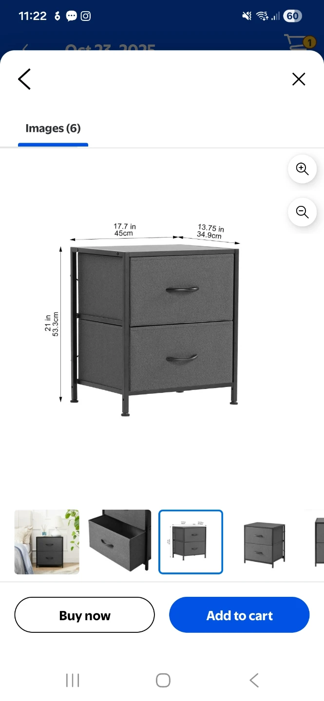 2-Drawer Fabric nightstand - photo 2