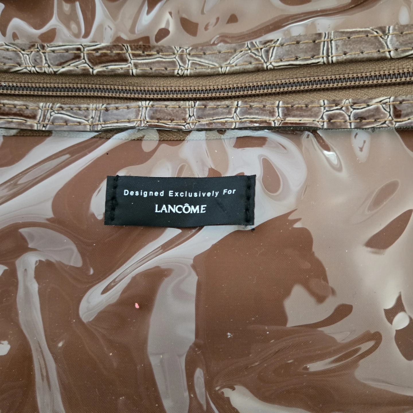 Lancôme Brown Croc Cosmetic Bag