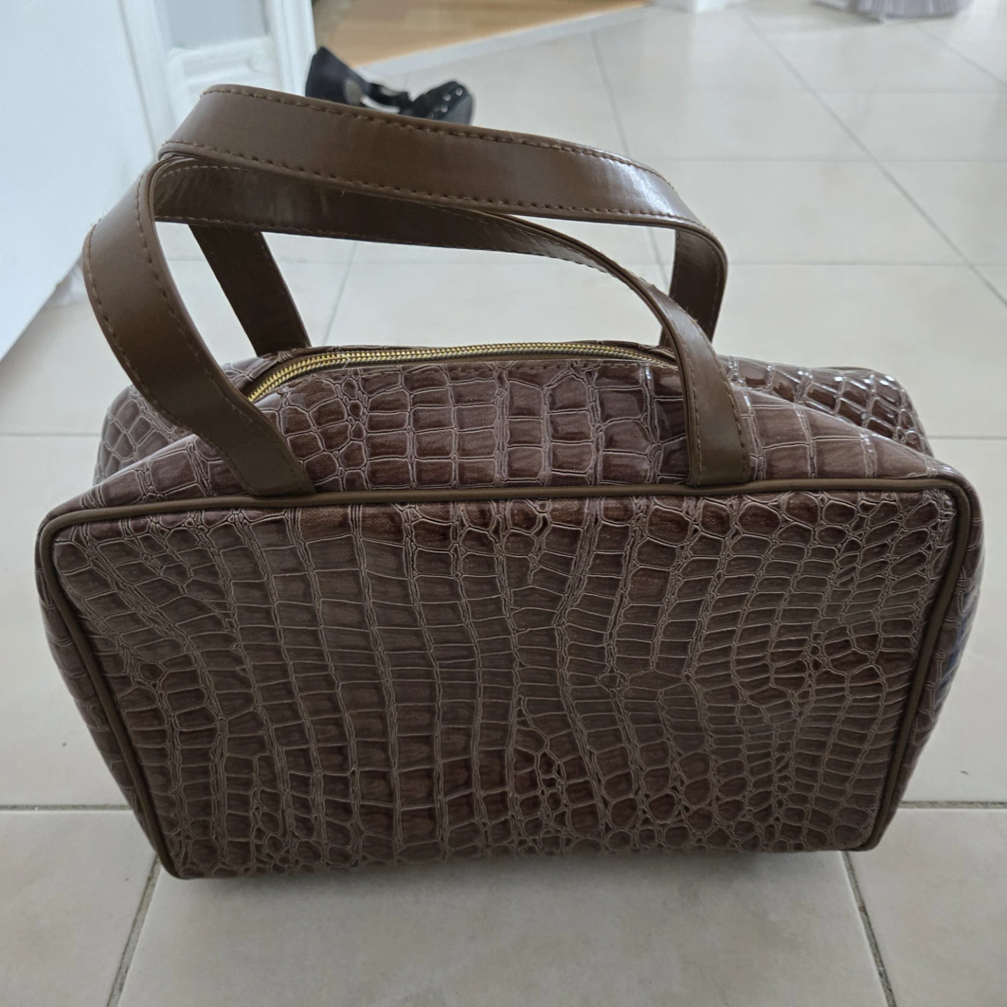 Lancôme Brown Croc Cosmetic Bag - photo 2