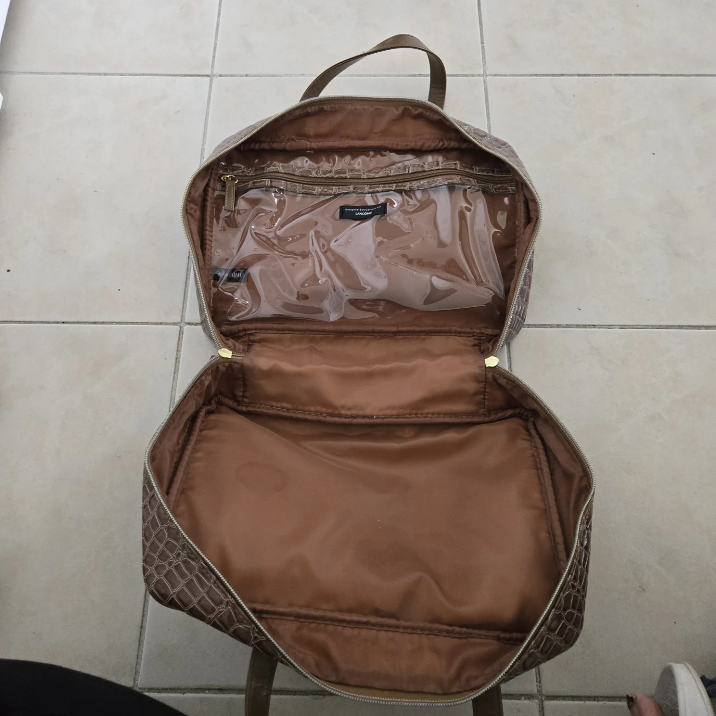 Lancôme Brown Croc Cosmetic Bag - photo 3