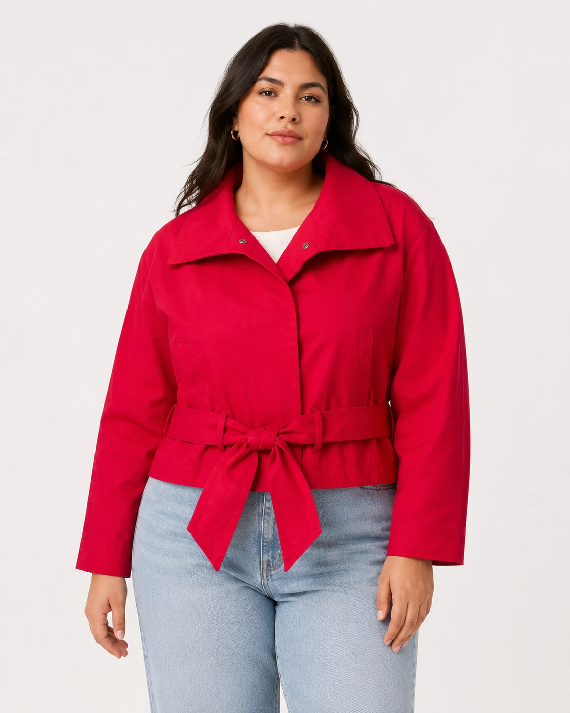 Zara Red Cropped Jacket with Belt - photo 2