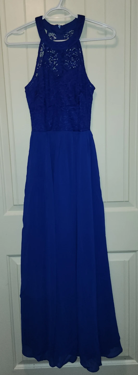 Wedtrend Royal Blue Lace Halter Formal Dress - photo 5
