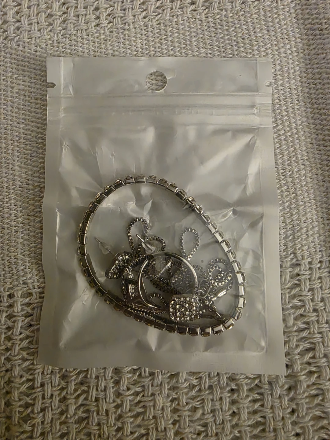 Rhinestone Jewellery Set - Bracelet, Necklace, Ring, Earrings