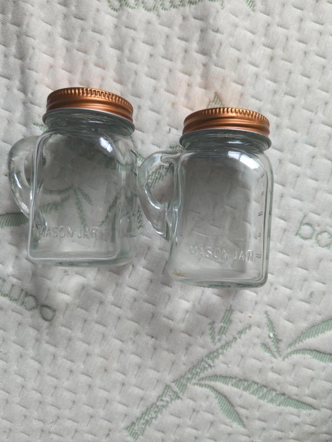Glass Salt & Pepper Shakers with Copper Lids
