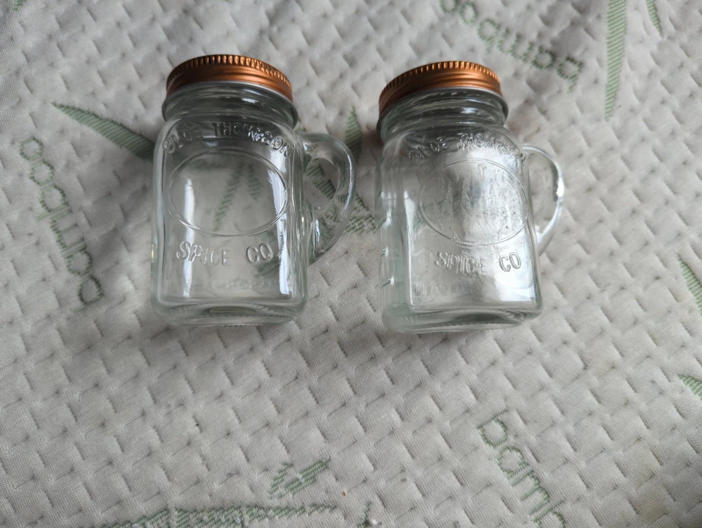 Glass Salt & Pepper Shakers with Copper Lids - photo 3