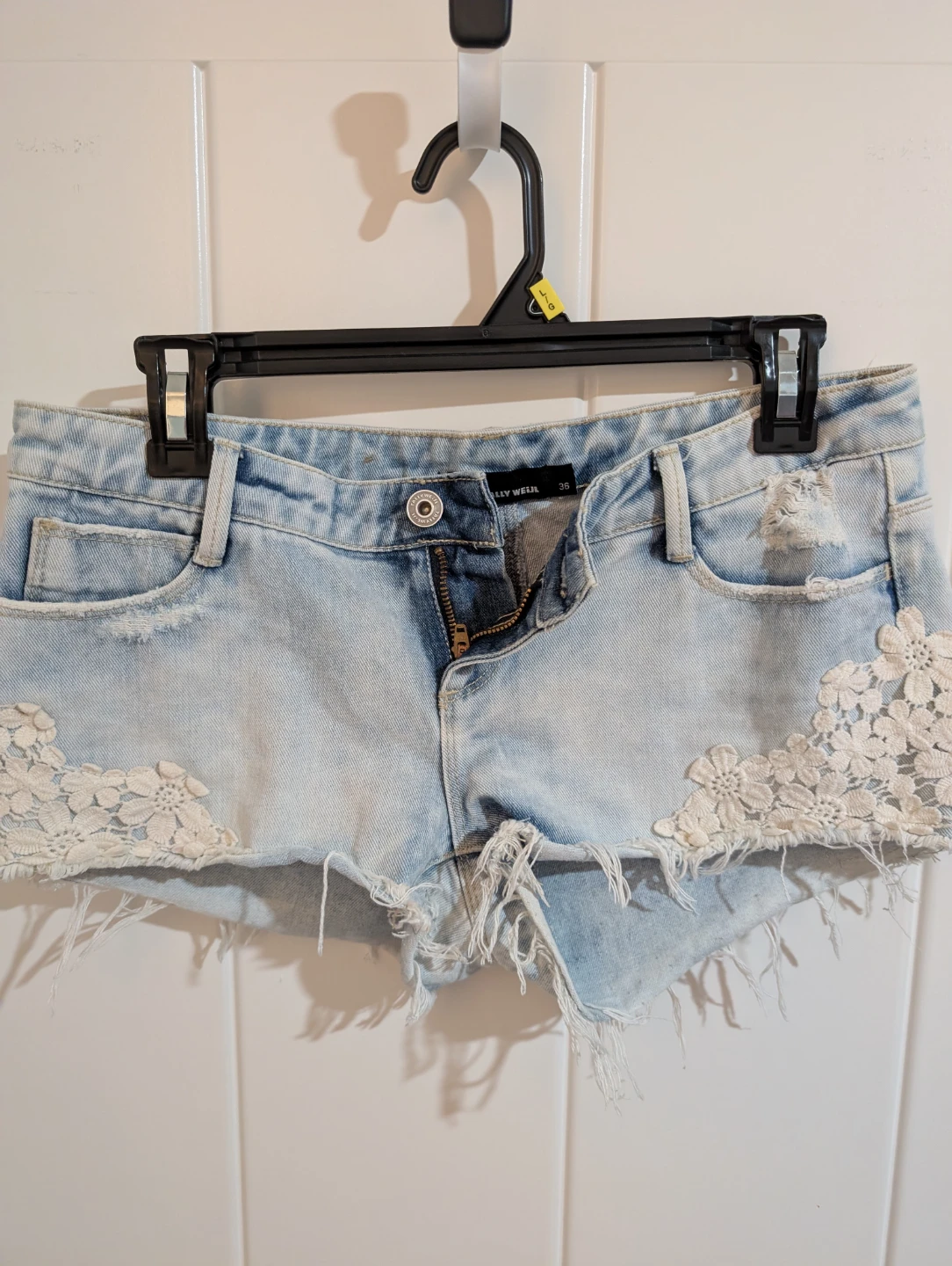 Denim Shorts with Lace Size 36