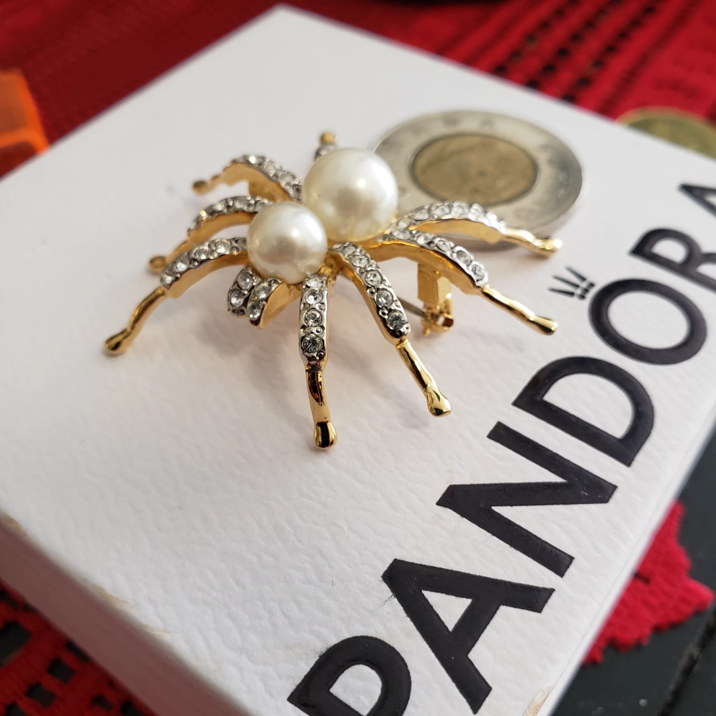 Gold Plated Spider Pearl fashion broch sale - photo 2