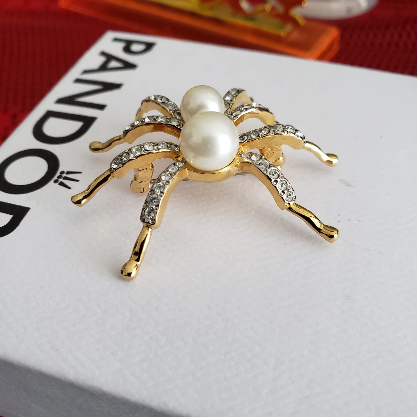 Gold Plated Spider Pearl fashion broch sale - photo 3