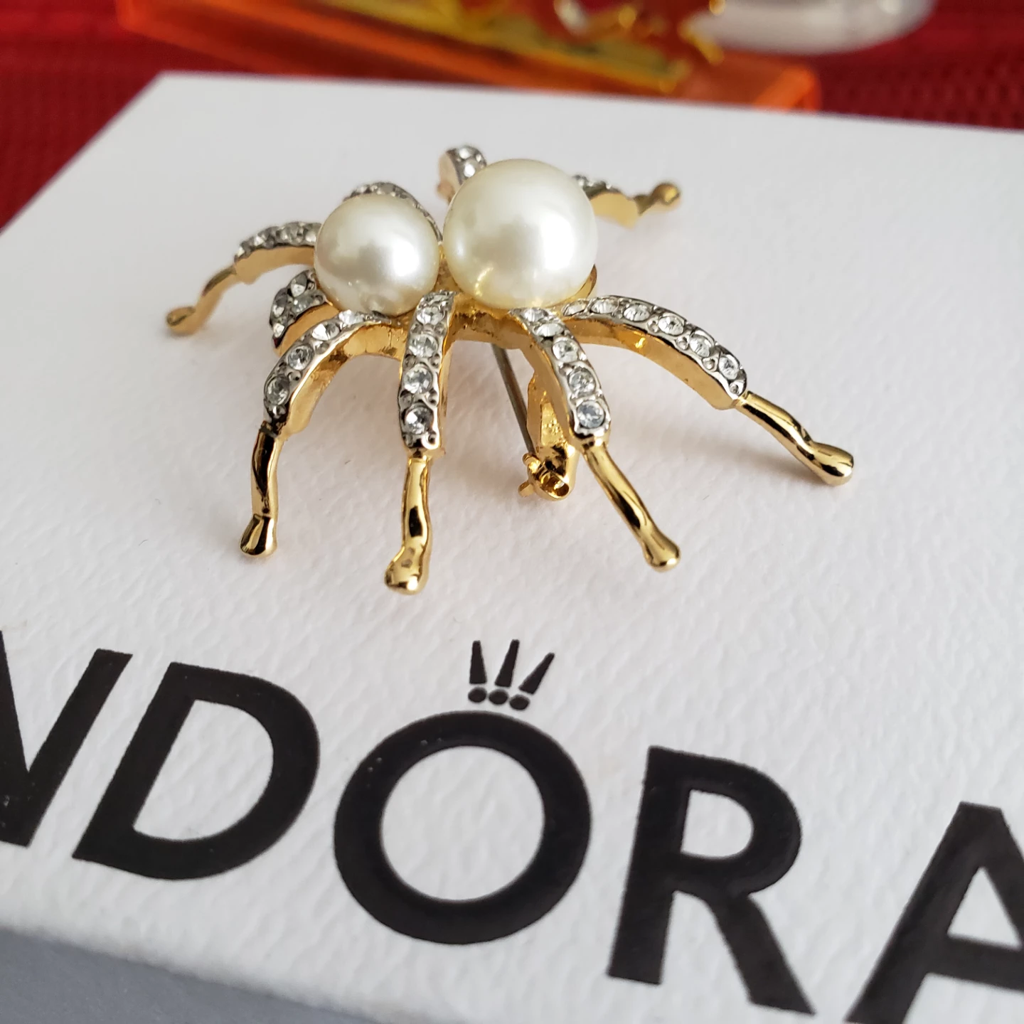 Gold Plated Spider Pearl fashion broch sale - photo 4