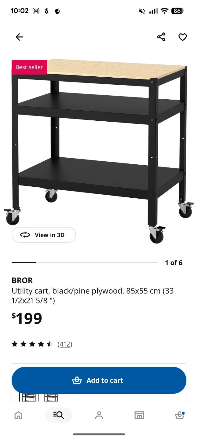 IKEA BROR Utility Cart - white & grey top - photo 3