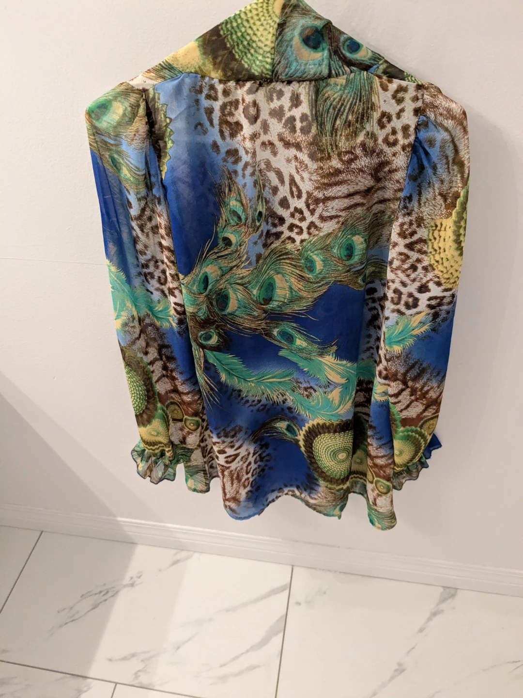 Kurt Muller Peacock Print Sheer Blouse - photo 3