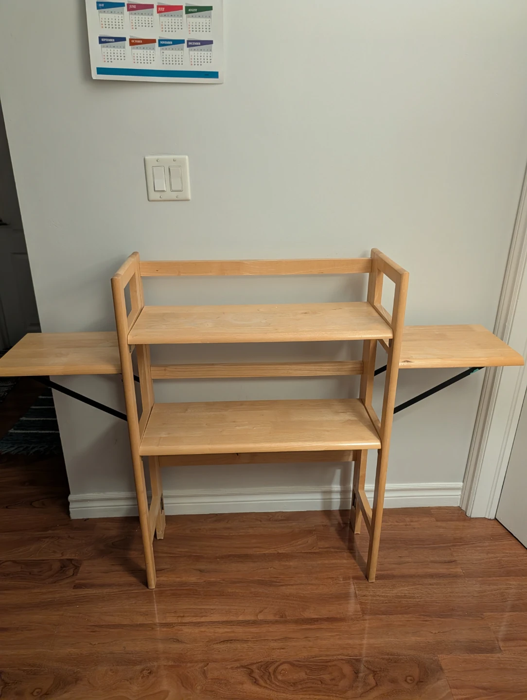 Wooden Two-Tier Shelf Unit with Fold-Out Sides - photo 2