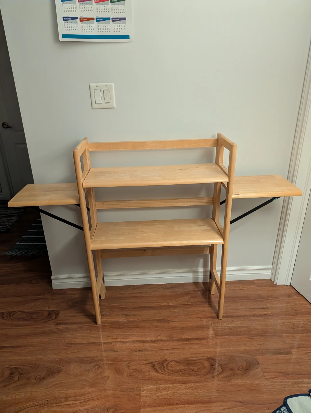 Wooden Two-Tier Shelf Unit with Fold-Out Sides - photo 3