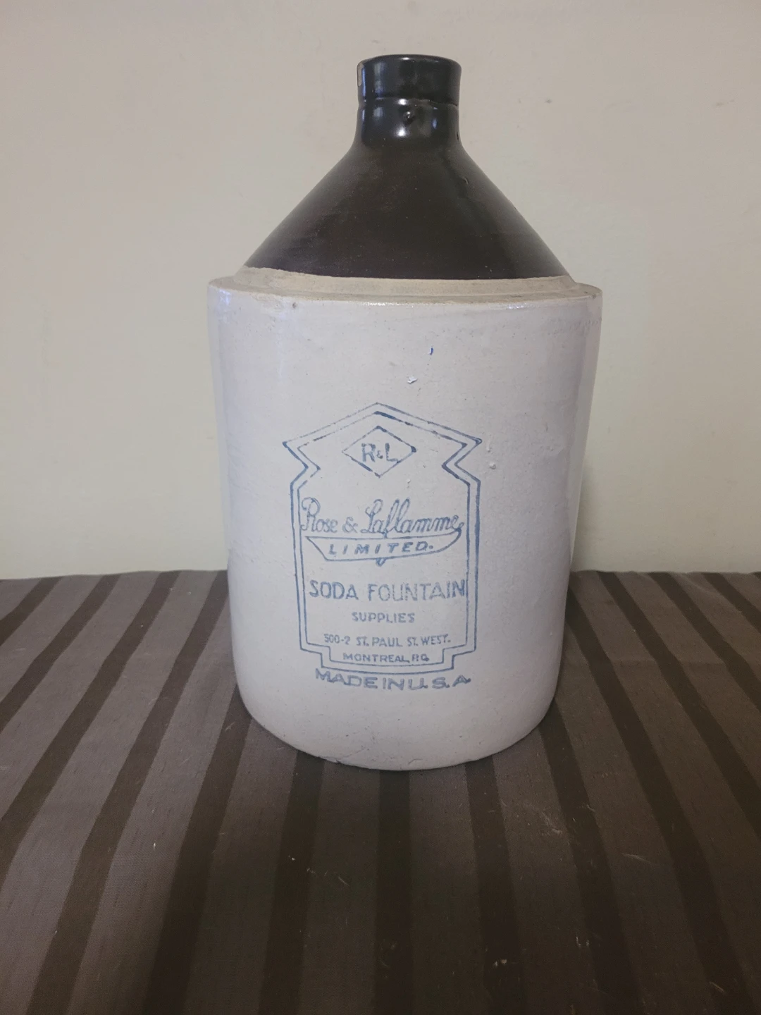 Antique Rose & Laflamme Limited Soda Fountain Stoneware Jug