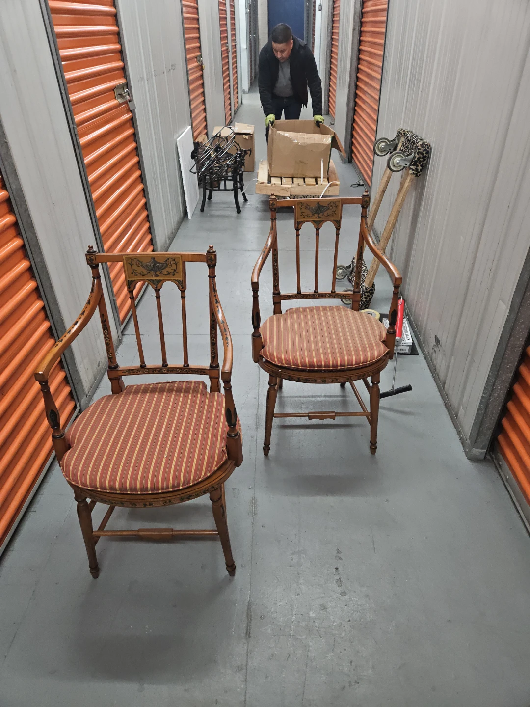 Vintage Arm Chairs Set of 2 - Decorative Wood and Upholstered - photo 3