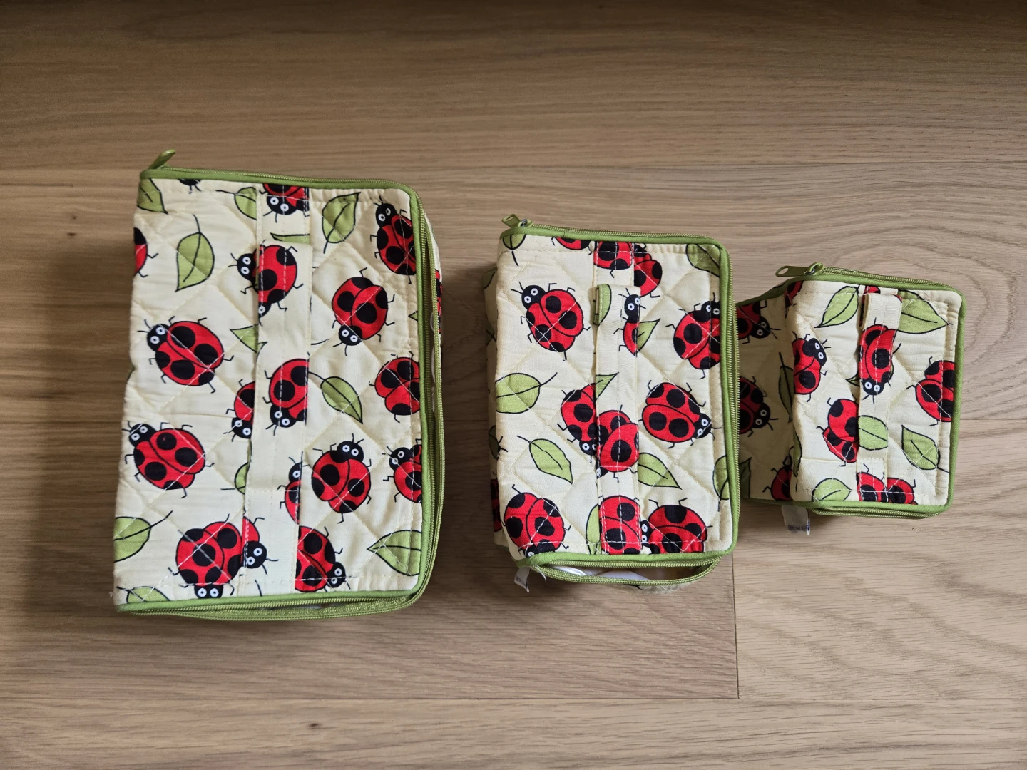 NaRaYa Ladybug Quilted Makeup Pouch Cosmetic Bag
