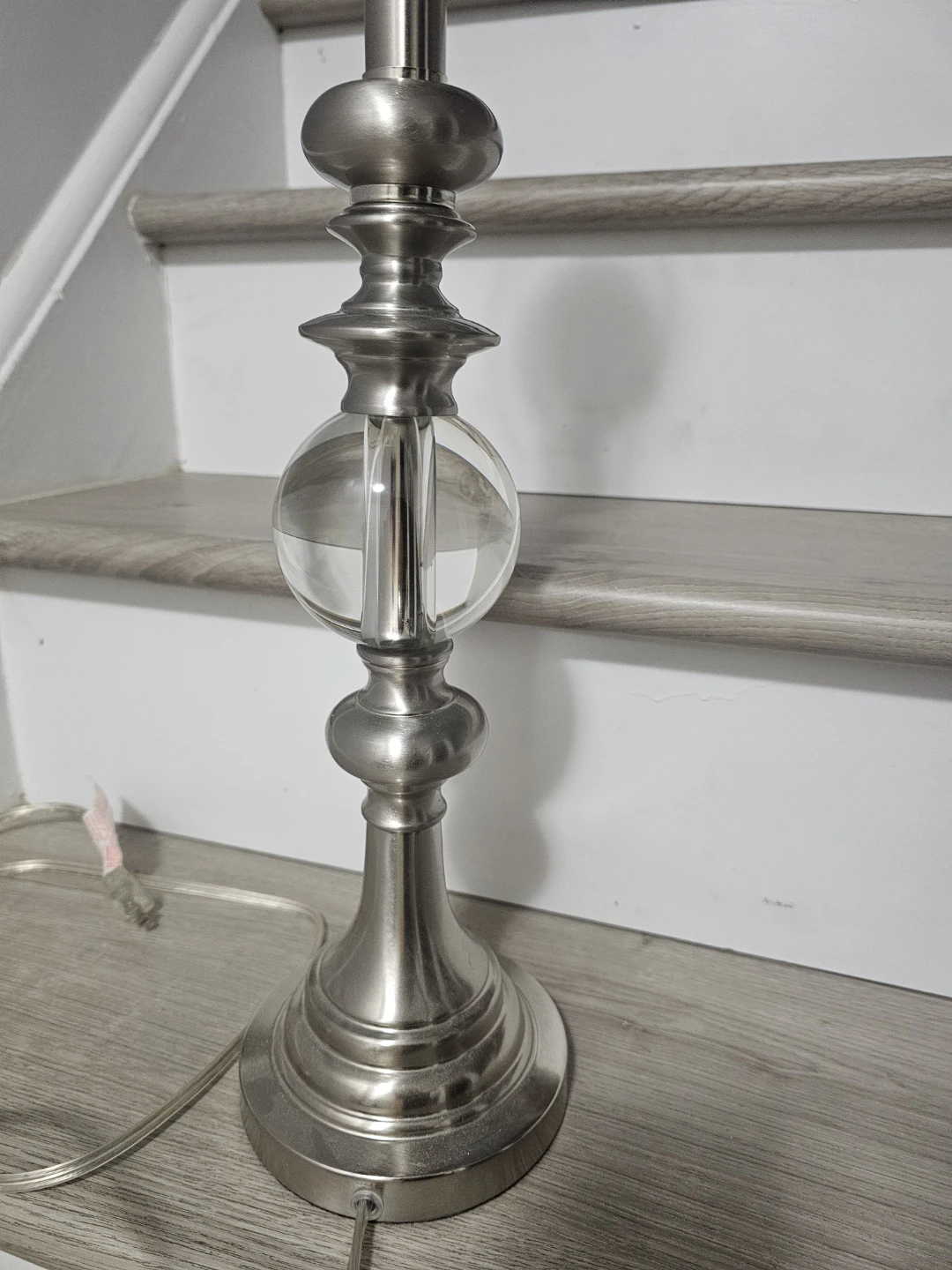 Silver Metal and Clear Glass Accent Table Lamp No Shade - photo 2