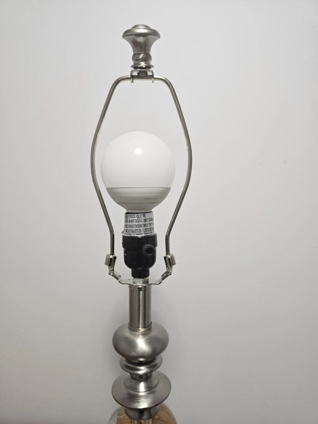 Silver Metal and Clear Glass Accent Table Lamp No Shade - photo 3