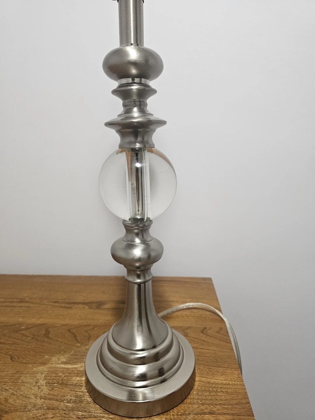 Silver Metal and Clear Glass Accent Table Lamp No Shade - photo 4