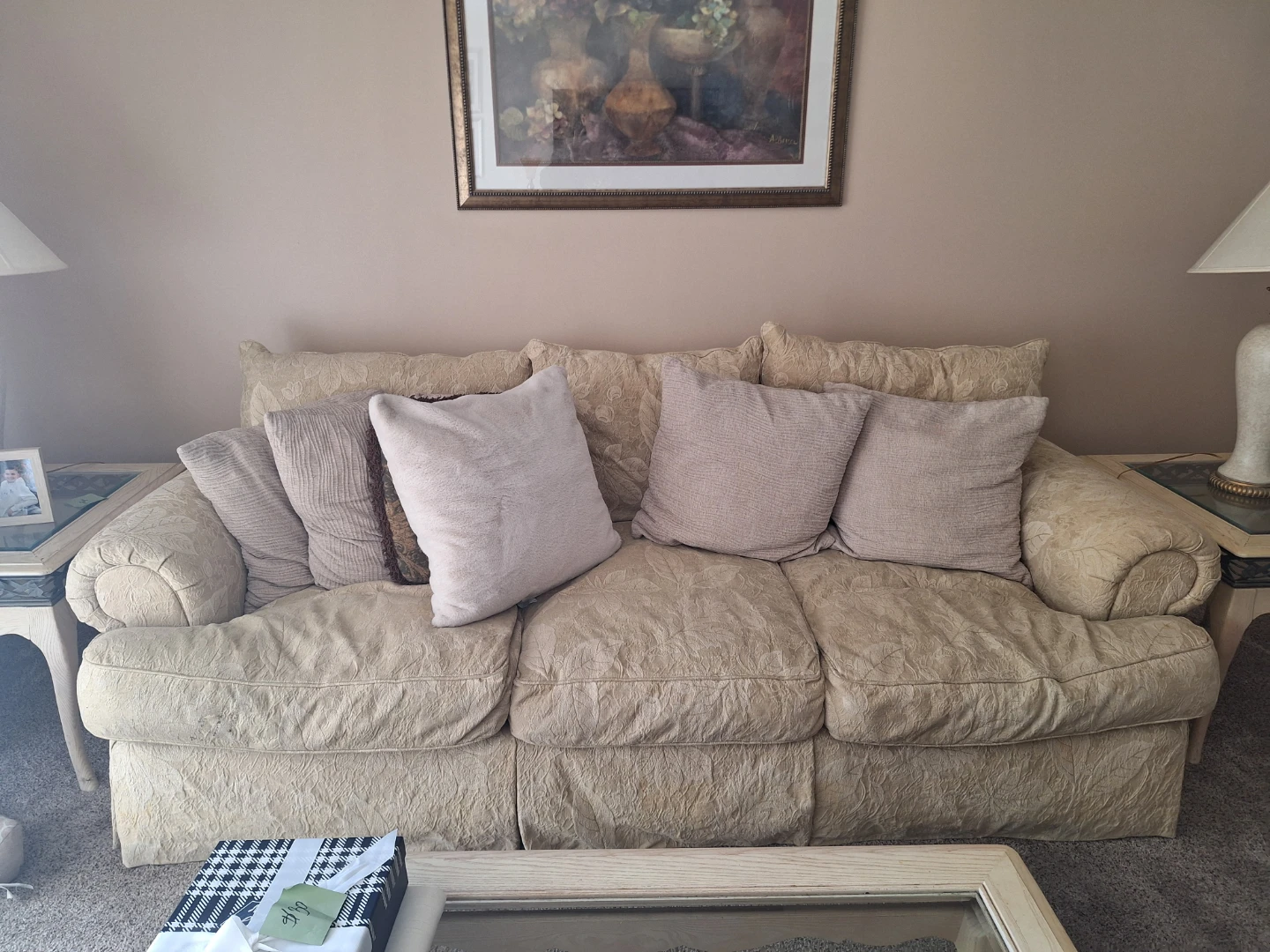 Cream Upholstered Sofa