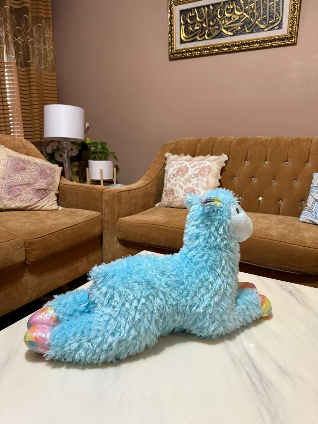 Blue Plush Llama Toy with Rainbow Feet - photo 2