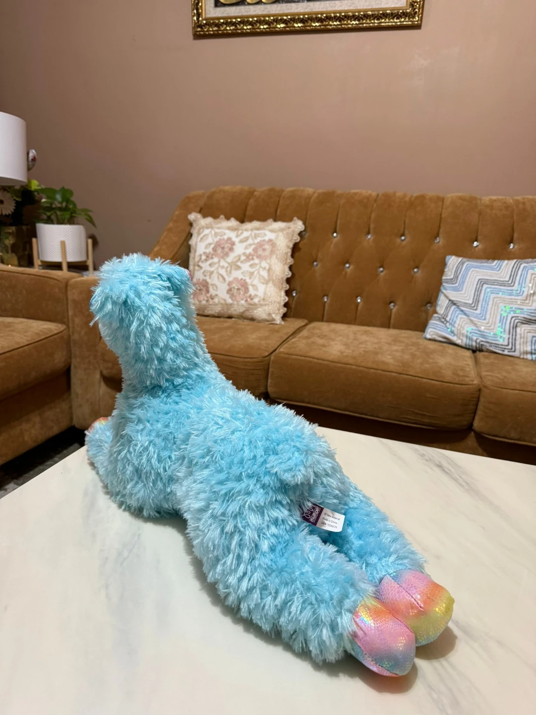 Blue Plush Llama Toy with Rainbow Feet - photo 4