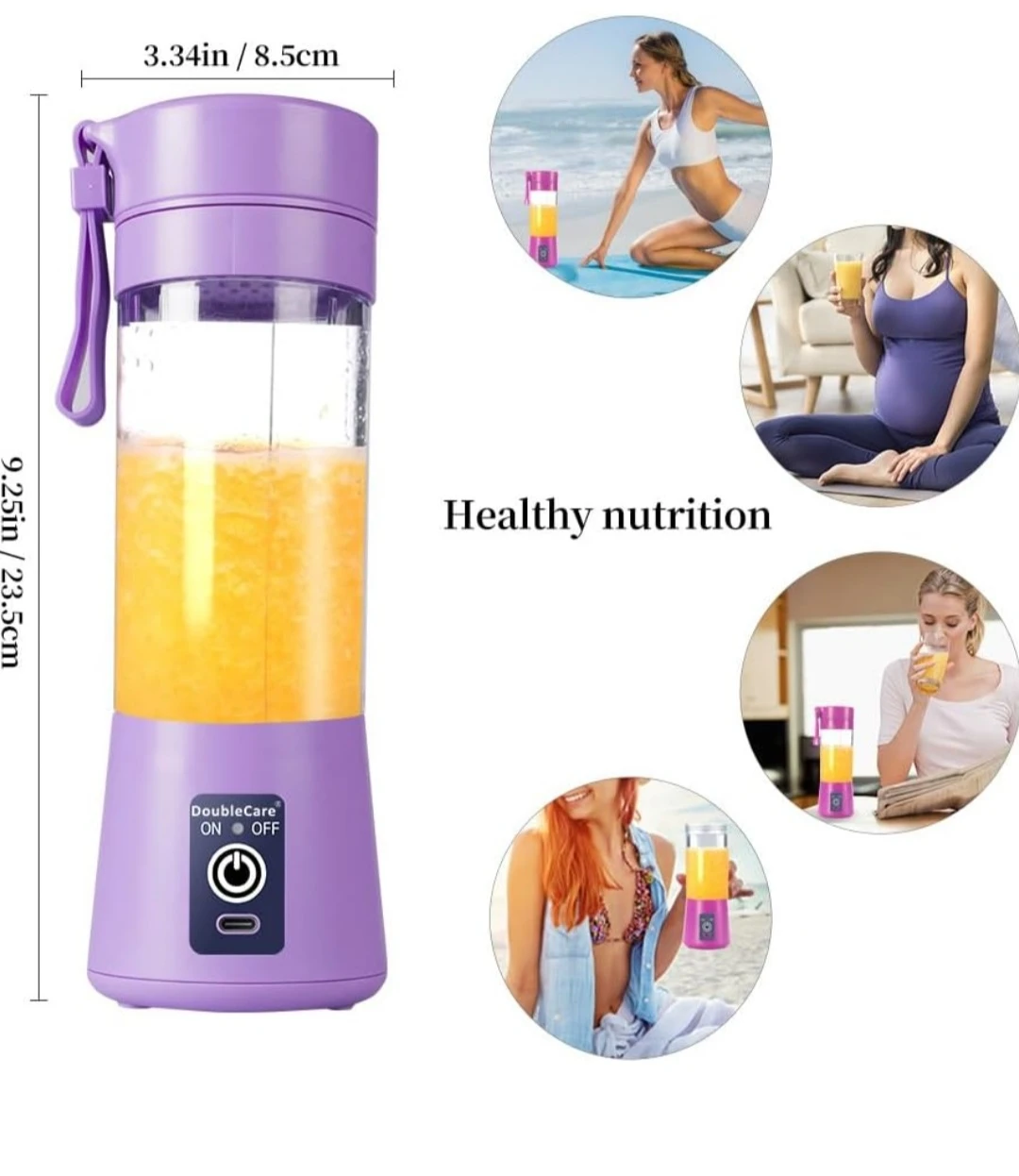 DoubleCare Portable USB Rechargeable Blender - Purple - photo 4