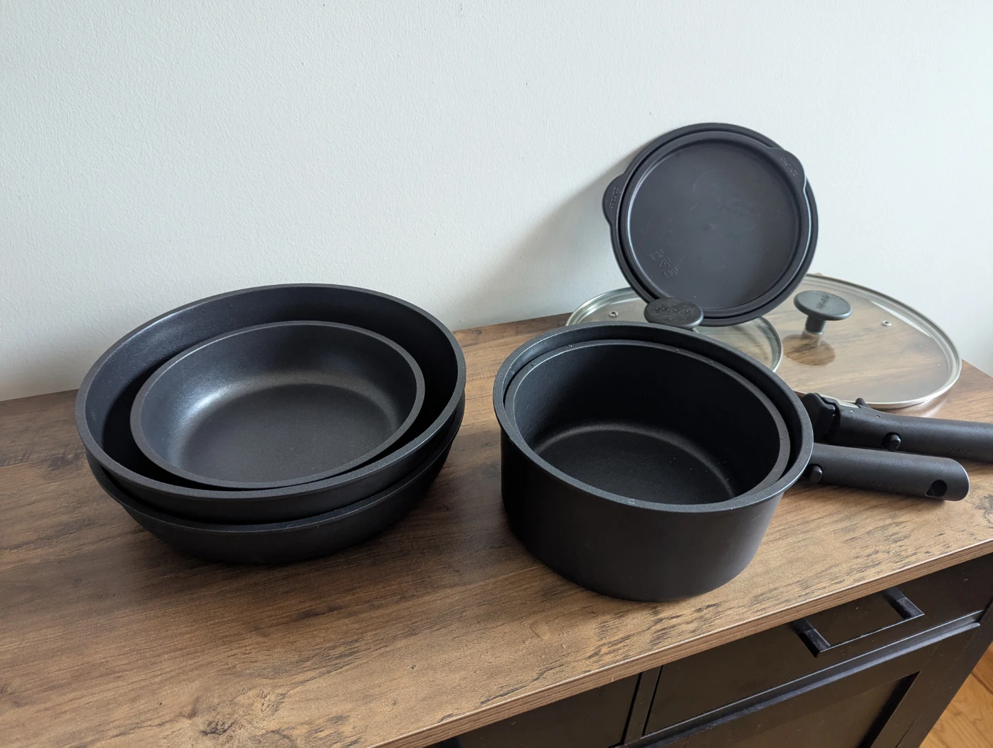 Stackable Non-Stick Cookware Set with Lids and Removable Handles - photo 4