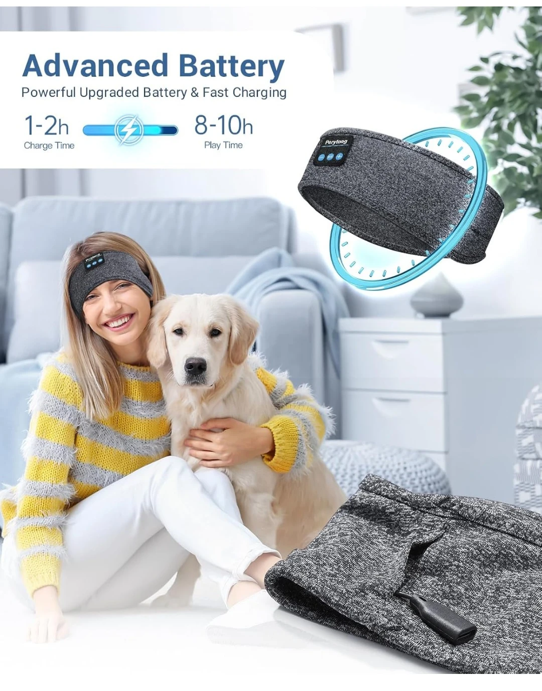 Perytong Bluetooth Headband Headphones - photo 2