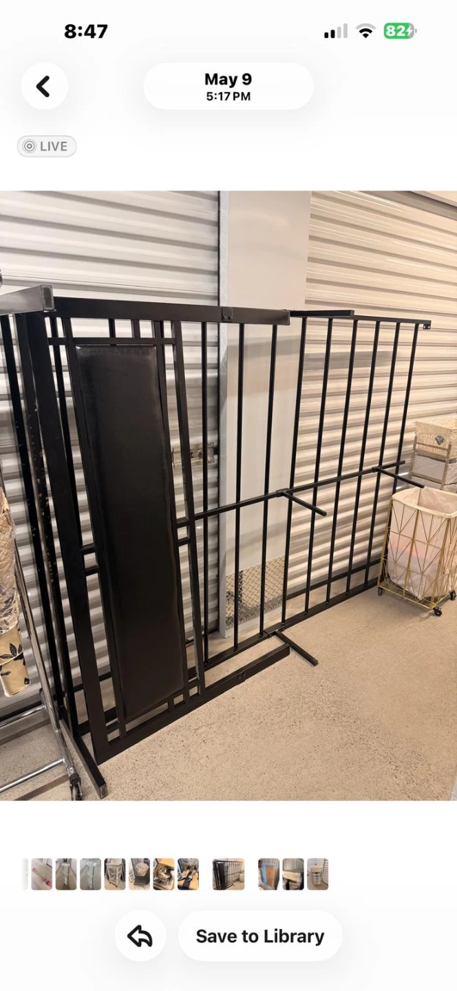 Queen size Black Metal Bed Frame with Padded Headboard
