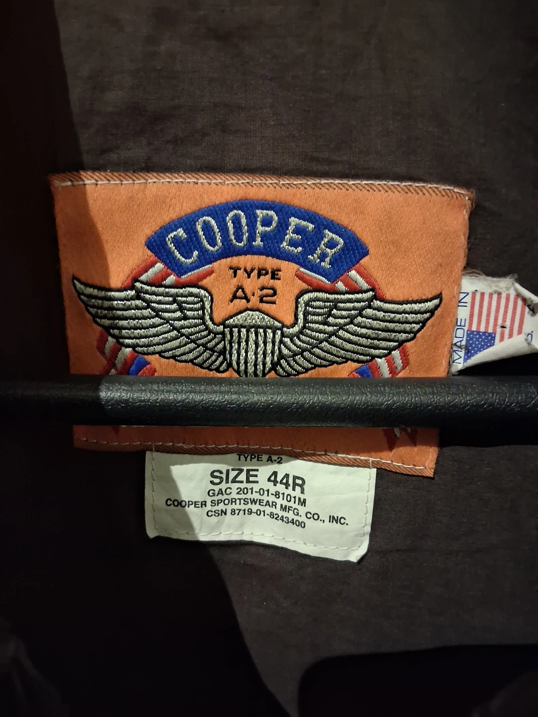 Cooper Type A-2 Leather Bomber Jacket Size L - photo 2