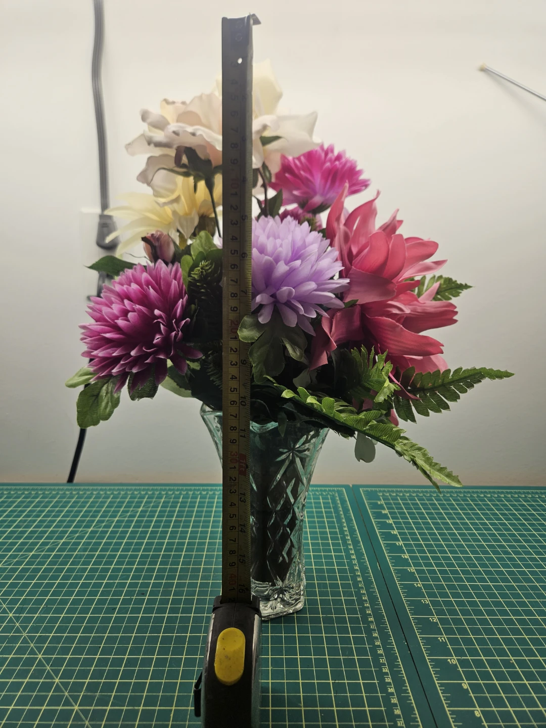 Artificial Flower Arrangement in Glass Vase