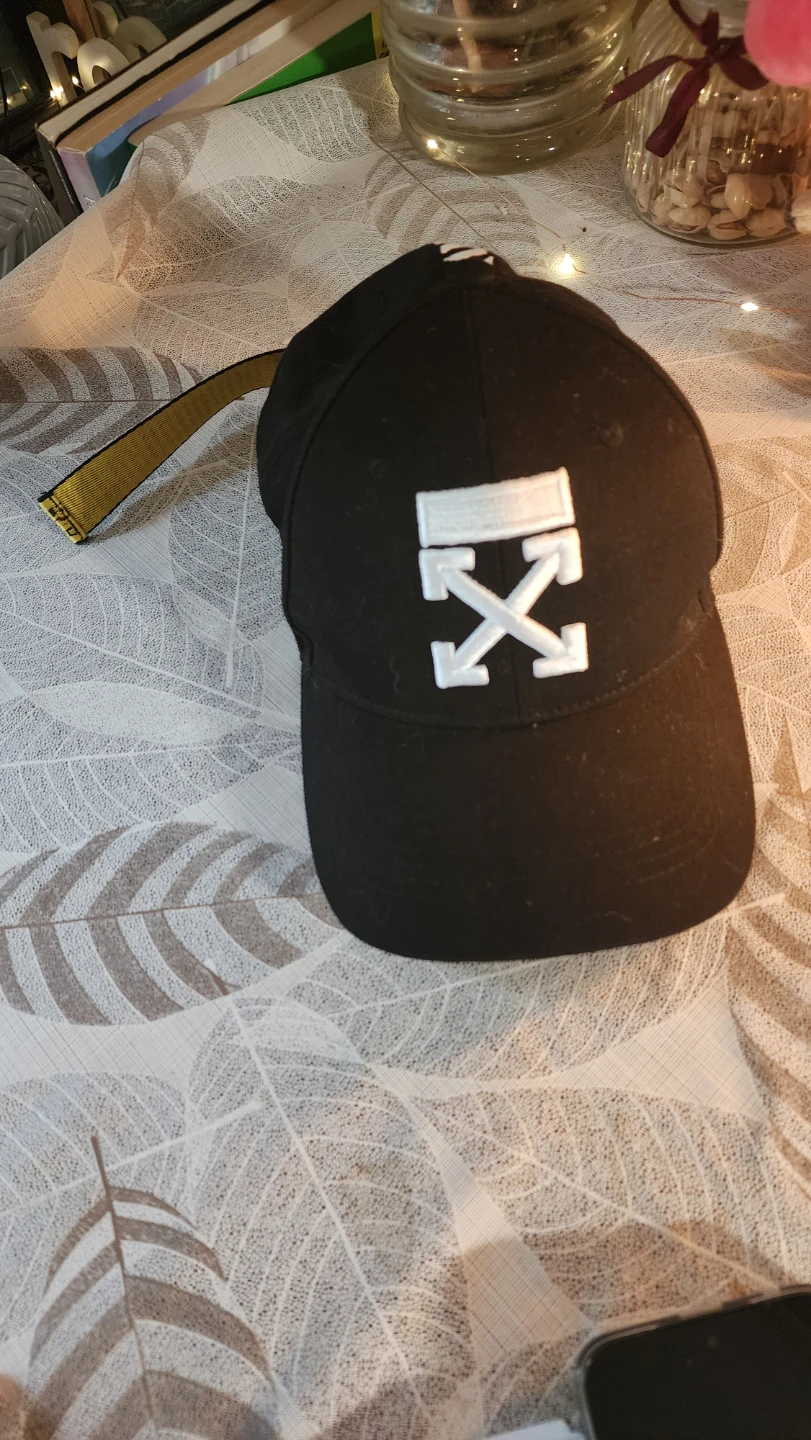 OFF-WHITE Black Cap with Yellow Tag
