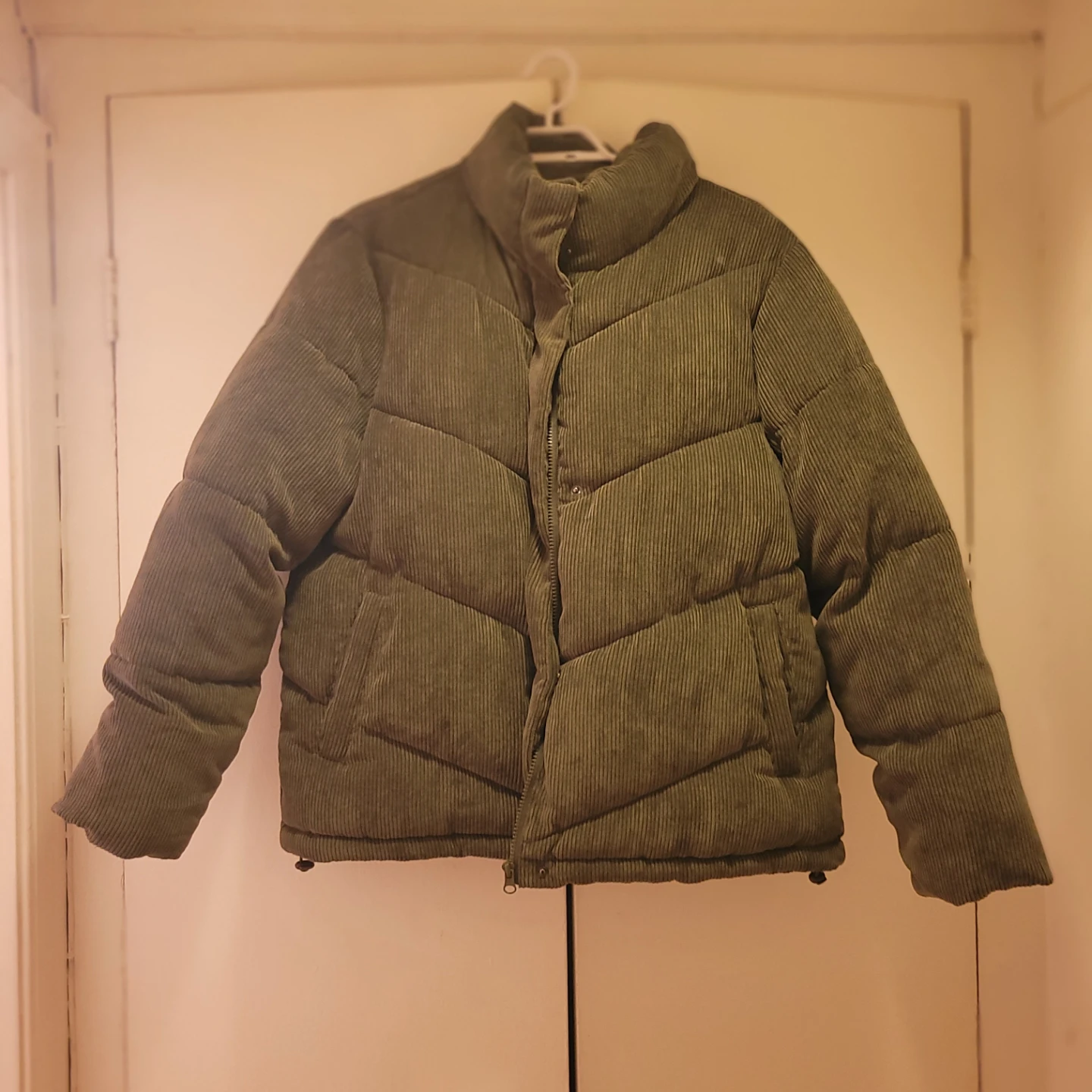 Fashion Nova Olive Green Corduroy Puffer Jacket XL - photo 2