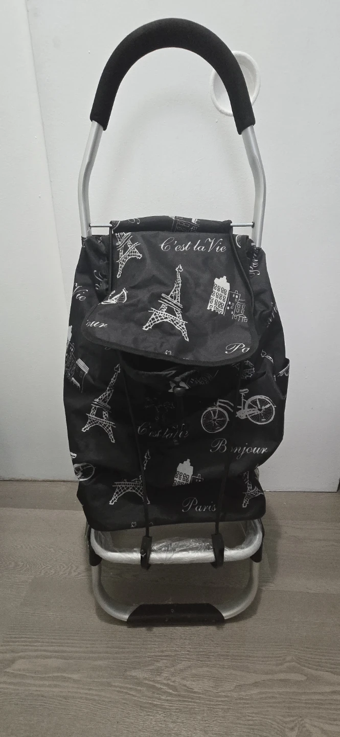 Black Paris themed shopping cart