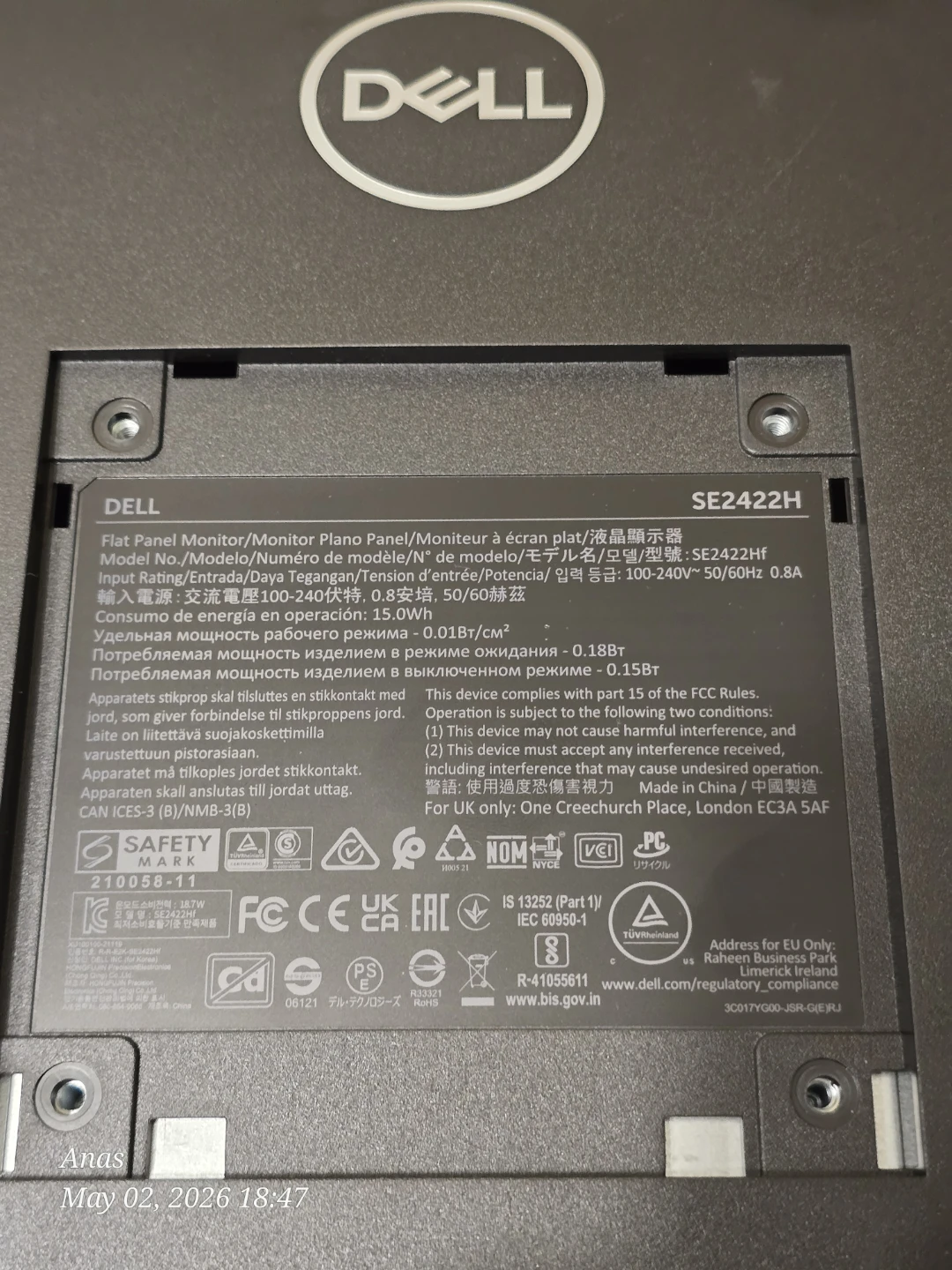 Dell SE2422H Flat Panel Monitor