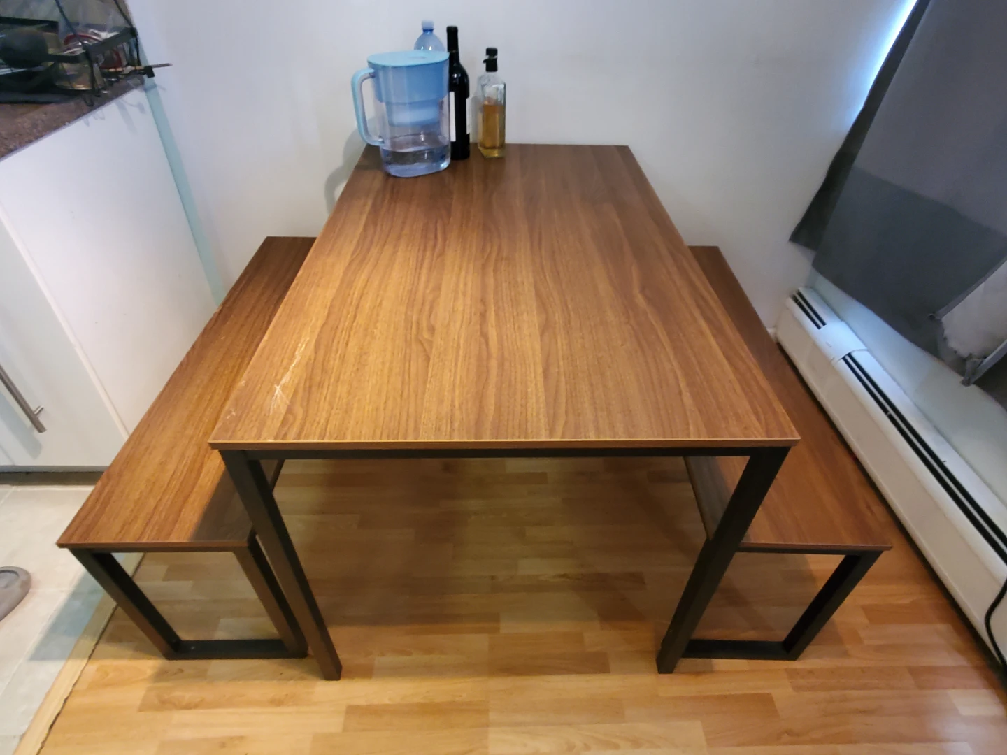 Wood Dining Table with Benches