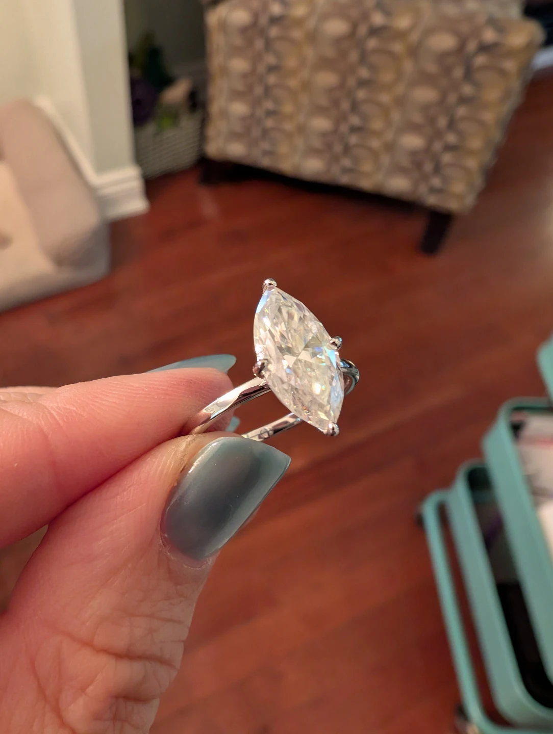 3ct Marquise Cut Moissanite Engagement Ring | Size 8 - photo 4