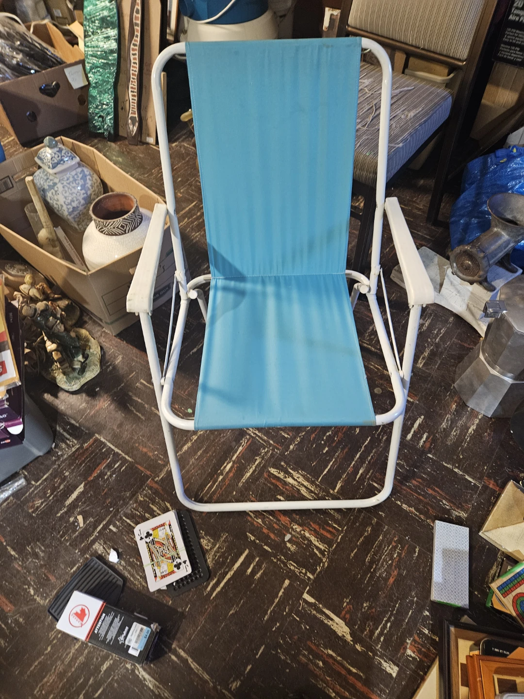 Folding Beach Chair with Blue Fabric - photo 3