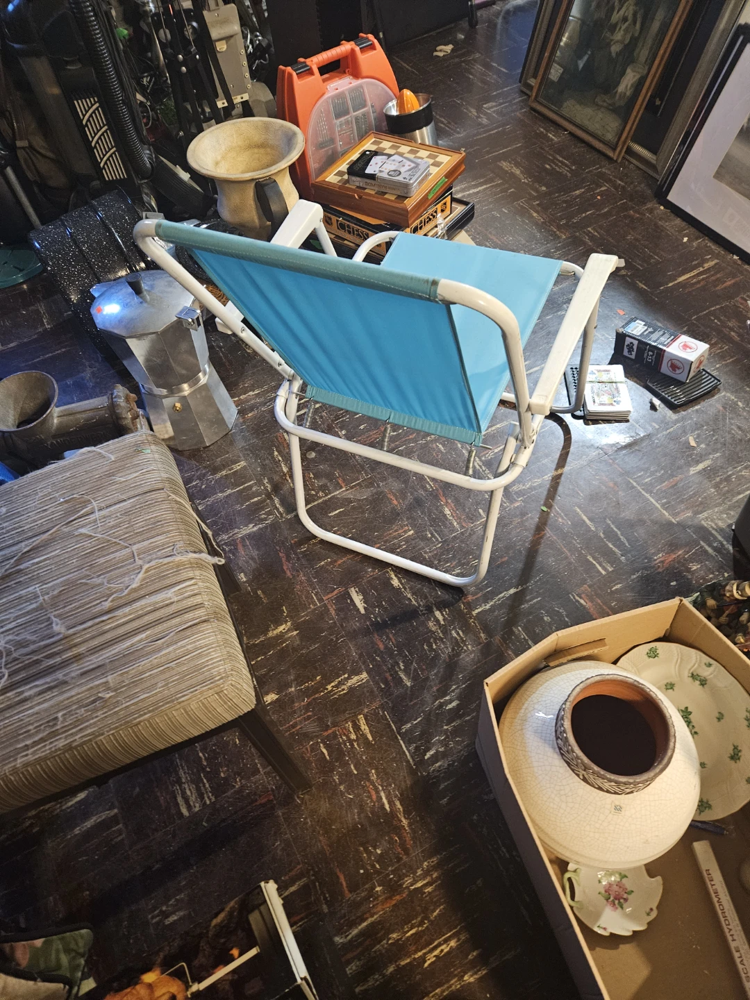 Folding Beach Chair with Blue Fabric - photo 4